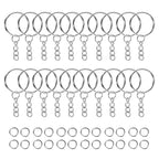 100Pcs 25mm Key Rings with 100pcs 8mm Jump Rings Connectors for DIY Keychain Lanyard Jewelry Making Supplies
