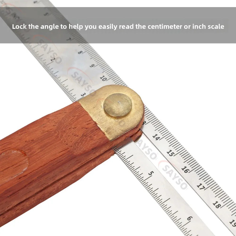 9Inch Adjustable Angle Rulers Gauges Tri Square Sliding T-Bevel with Wooden Handle Ruler Gauge Protractors Carpentry Tools