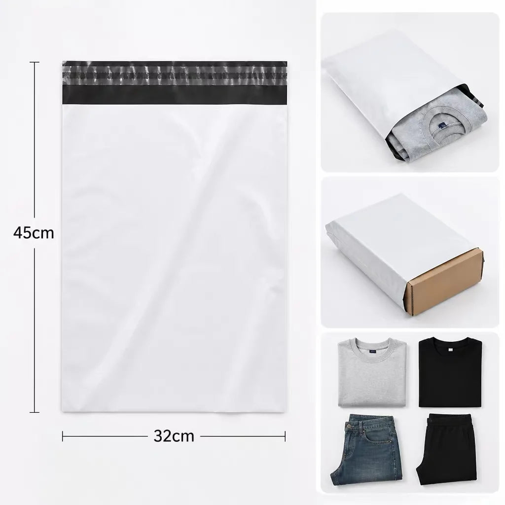 50Pcs White Courier Mailer Bags Packaging Poly Package Plastic Self-Adhesive Mailing Express Bag Envelope Postal Pouch Mailing