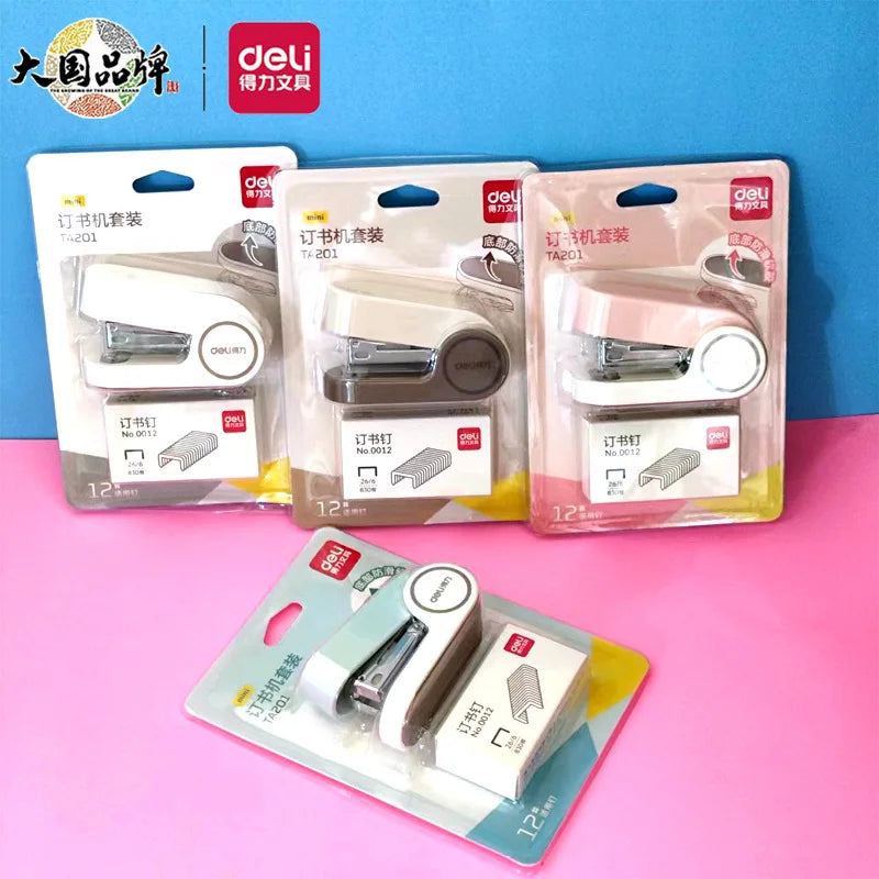 Deli Mini stapler for students, labor-saving stapler, office supplies, portable girl, cute style, stapler, stapler, no. 12 nails