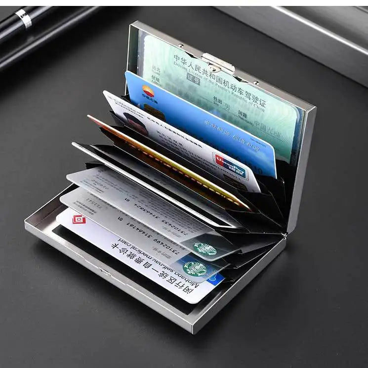 Stainless Steel RFID Anti-Theft Card Holder, Ultra Thin Anti-Demagnetization Metal Wallet, Portable Credit Purse for Men Women