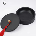 Natural Raw Stone Inkstone Chinese Brush Writing Painting Circular Inkstone Vintage She Inkstone Cartridge Calligraphy Supplies