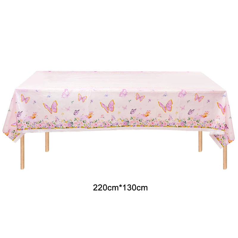 Butterfly Disposable Tableware Set Paper Plate Cup Napkins Pink Butterfly Birthday Party Decoration Baby Shower Wedding Supplies