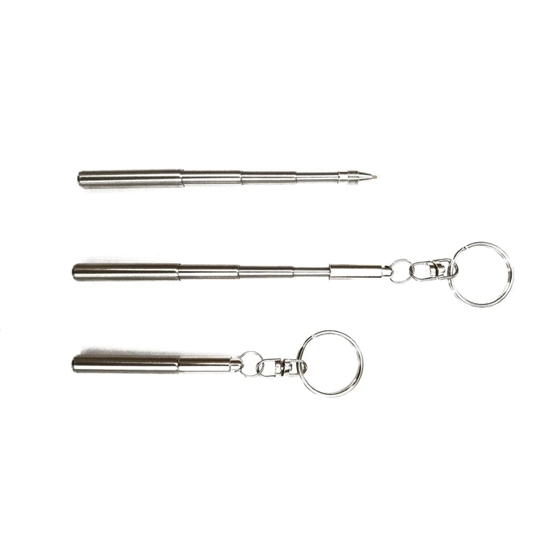 1PCS Portable Telescoping Pen Metal Keyring  Stainless Steel Keychain Ballpoint pen Out Door