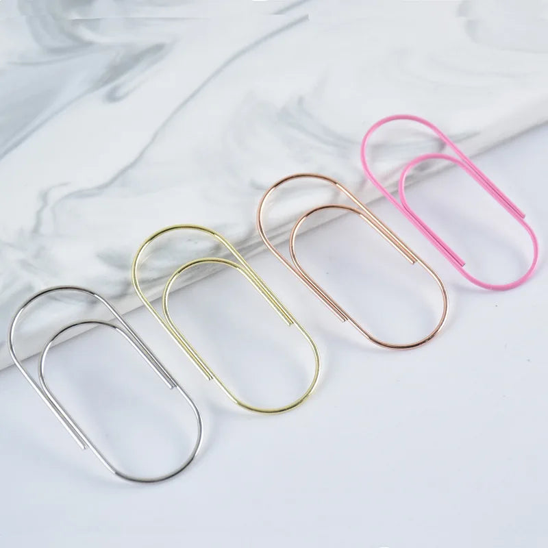 Factory Supply 25pcs/15pcs 50x25mm Large Size Paper Clips 4 Colors Available Large Wide Paper Clips on Promotion
