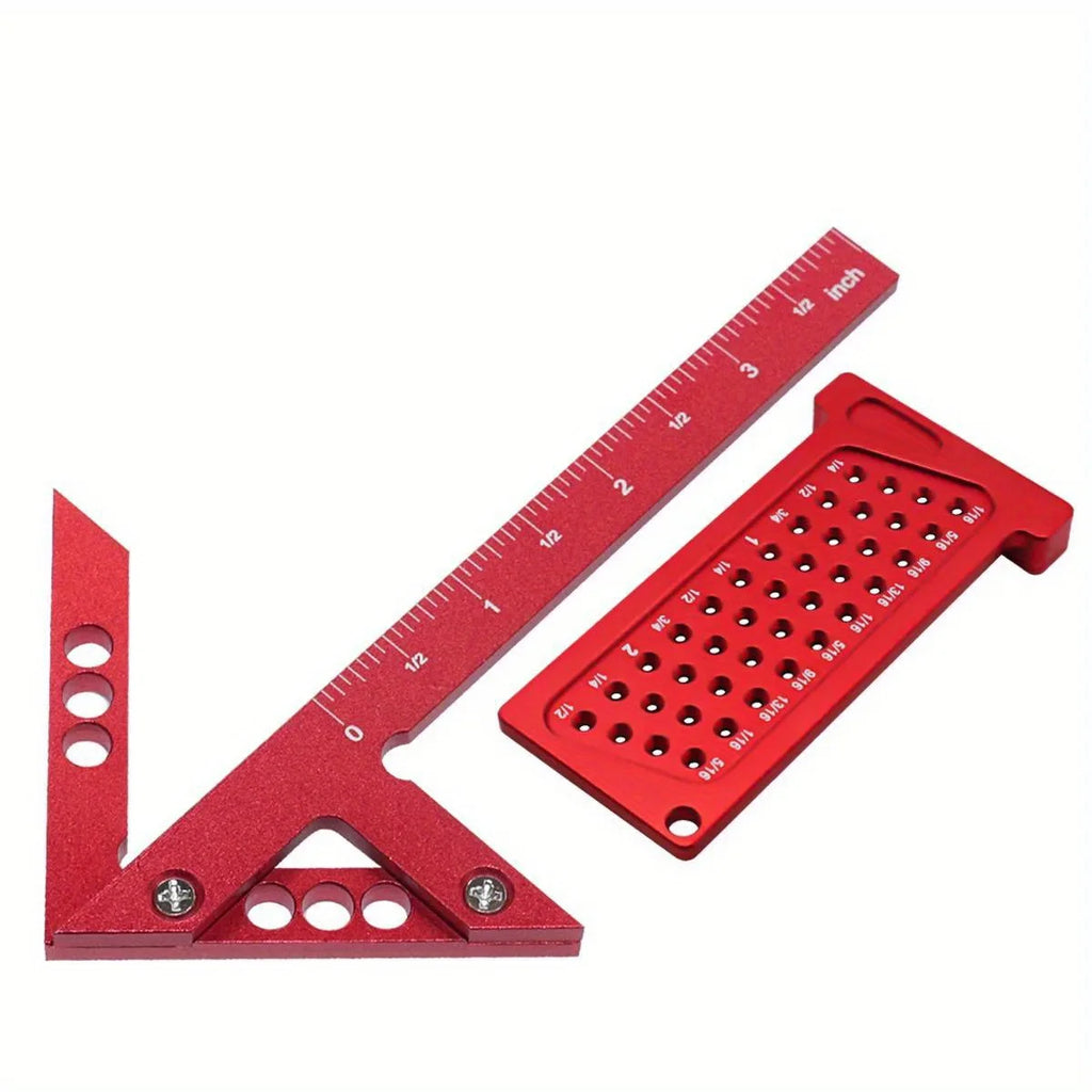 2pcs Center Finder and T-Square Hole Scribe Ruler Kit, Carpenter Center Measuring Tool, Metric & Inch Woodworking Projects Tool