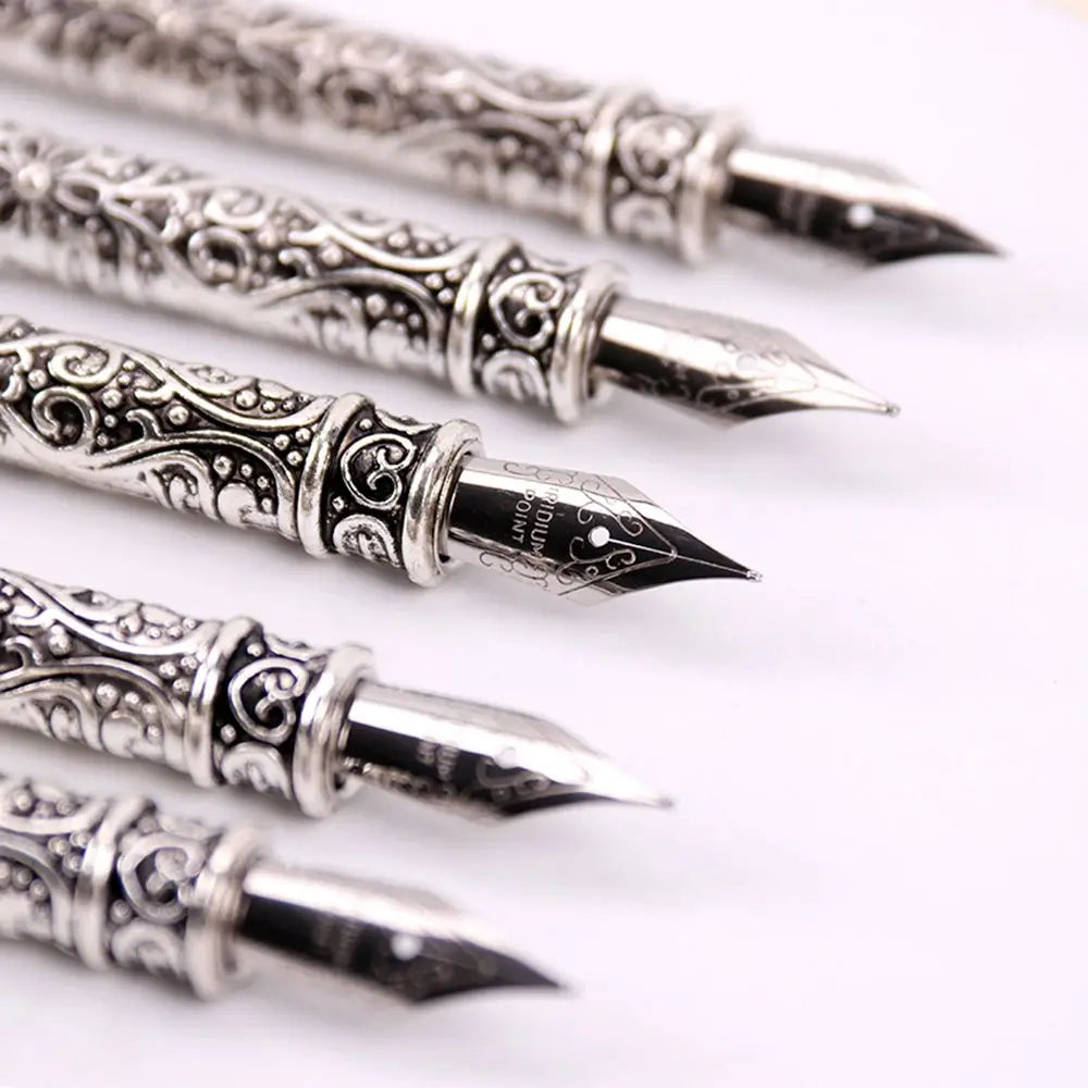 1 Set New Luxury Feather Pen 5 Nib Vintage Quill English Calligraphy Signature Pen European Gift Box Scuba Dive Writing Tools