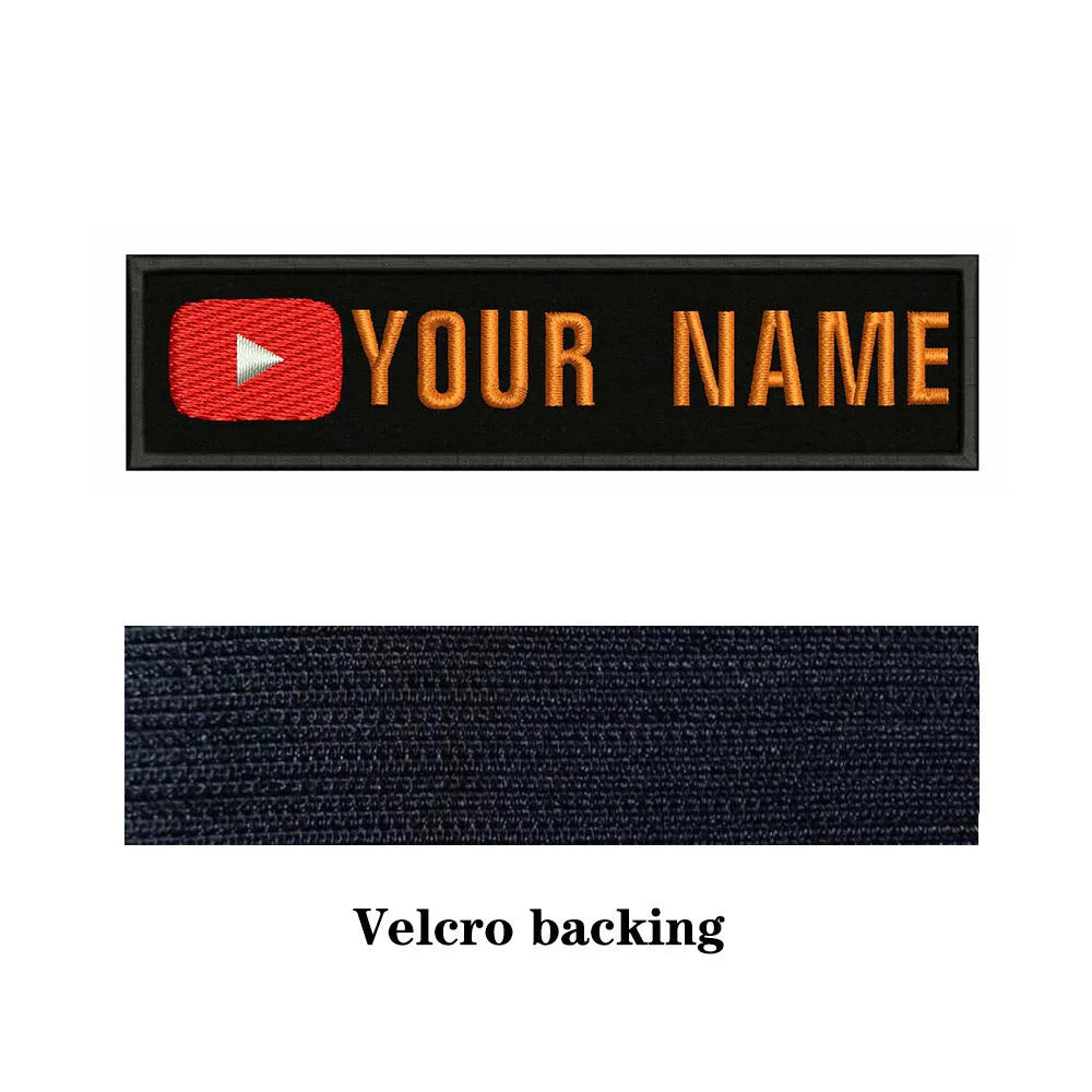 YouTube Logo 10X2.5cm Embroidery Custom Name Text Patch Stripes Badge Iron On Or  Patches