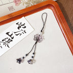 New Chinese-style Handmade Beaded Lotus Pendant Key Chains Mobile Phone Chain for Women Men Ethnic Charm Jewelry Accessory Gift