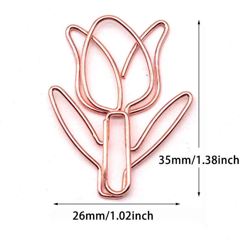 20/50PCS Tulip Paper Clips Kawaii Notebook Planner Bookmarks Korean Stationery Ticket Photo Clip Office Supplies Bookmark Folder