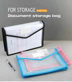 1Pcs Transparent A4 Waterproof File Folder with Press Button Plastic Document Bag for Data Storage Office Supplies