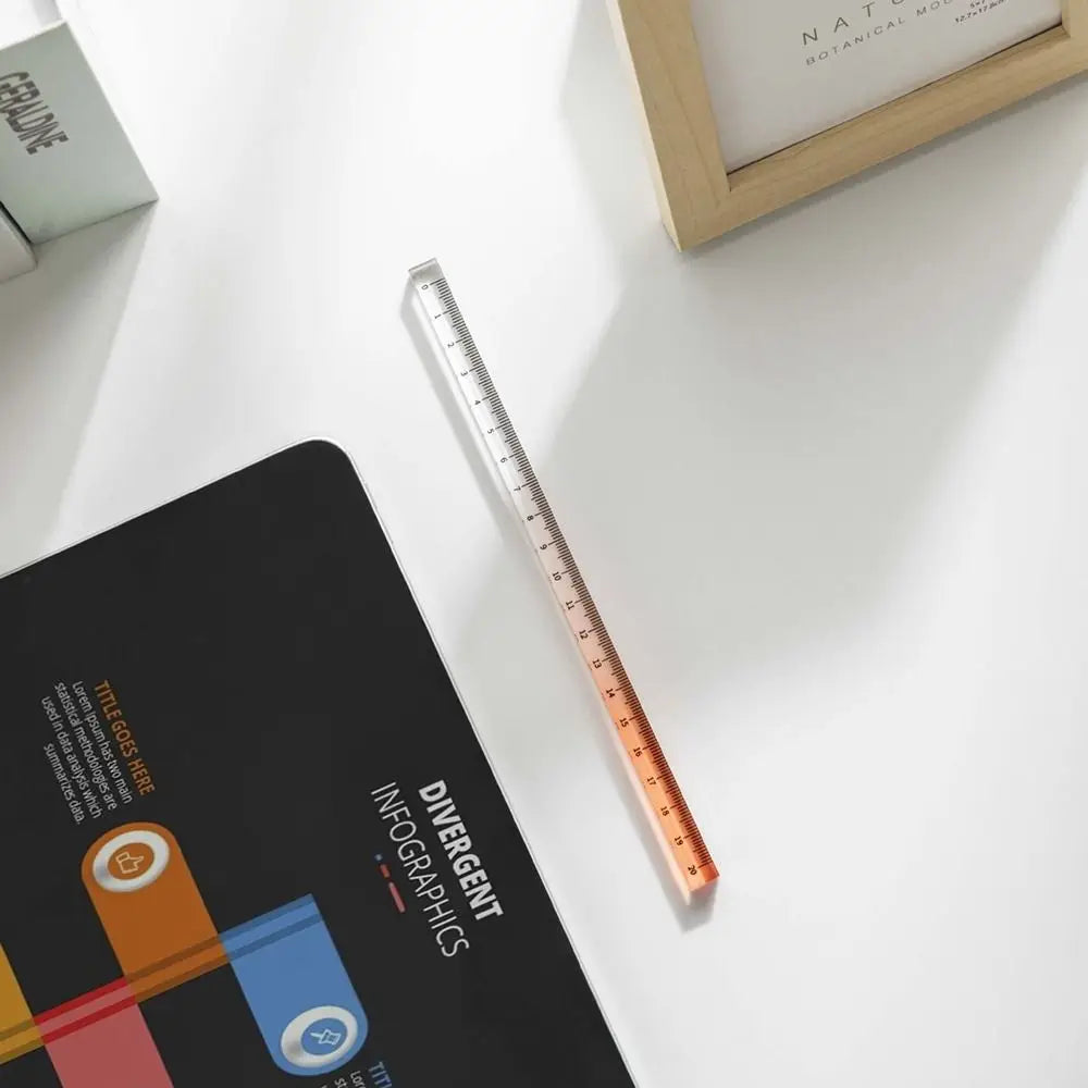 Transparent Straight Ruler High Quality 20CM Acrylic Scale Ruler Gradient Color Quadrangular Ruler Creative Stationery