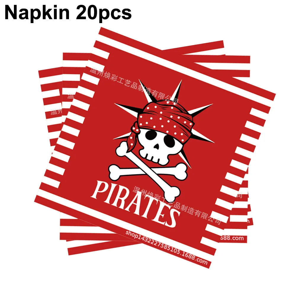 Pirate Party Paper Plate Cup Napkin Party Tableware Pirate Party Decor Pirate Ship Bone Dinnerware Supplies for Adult Kids Decor