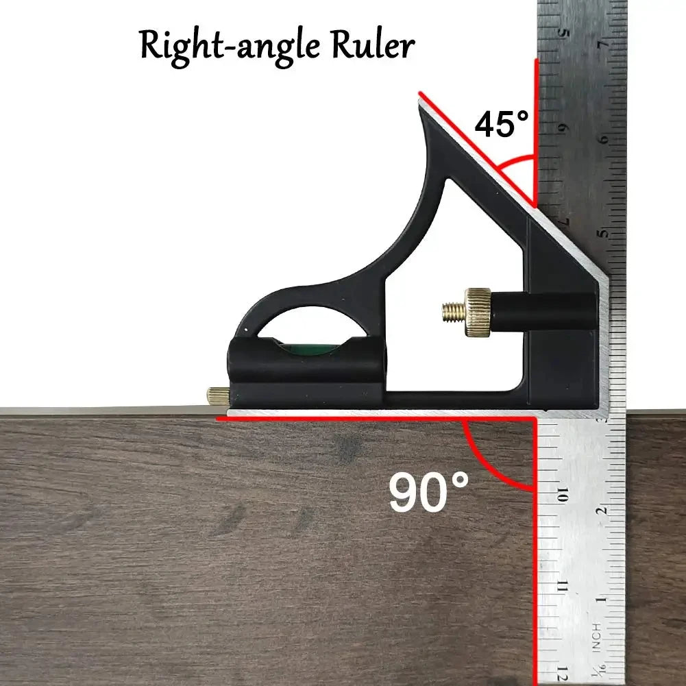 Adjustable Sliding Combination Square Ruler, Metal Ruler Framing Square T Ruler Carpentry Woodworking Measure Tools