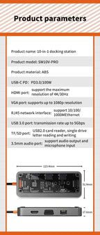 Basix USB C HUB 4K 30Hz Type C to HD-MI DP VGA Gigabit Ethernet USB 3.0 PD 100W Adapter For Macbook Air Pro M2 M1 PC Accessories
