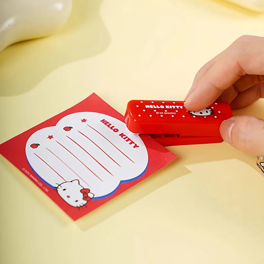 Genuine Sanrio Hello Kitty Stapler Set Cartoon Mini Portable Campus Office Stationery Supplies Books Document Binding Machine