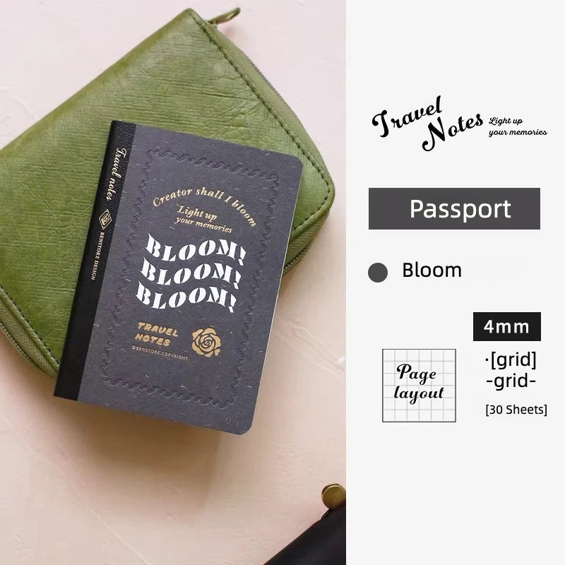 Fromthenon Travel Notebook Refill Vintage Embossed Gold Foil Cover Blank Grid Inner Pages for Retro Travel Journal Planner