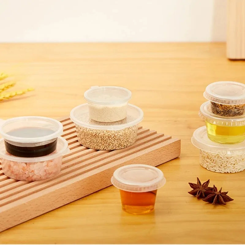 20/50/100PCS Disposable Sauce Cup with Lids Leak-Proof Packaging Containers Portable Salad Dressings Seasoning Takeaway Box