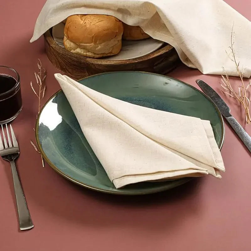 Set Of 6/10/12 30x30cm Linen Napkins, Durable Polyester Thickened  Reusable Wedding Chrismas Dining Table Decorations