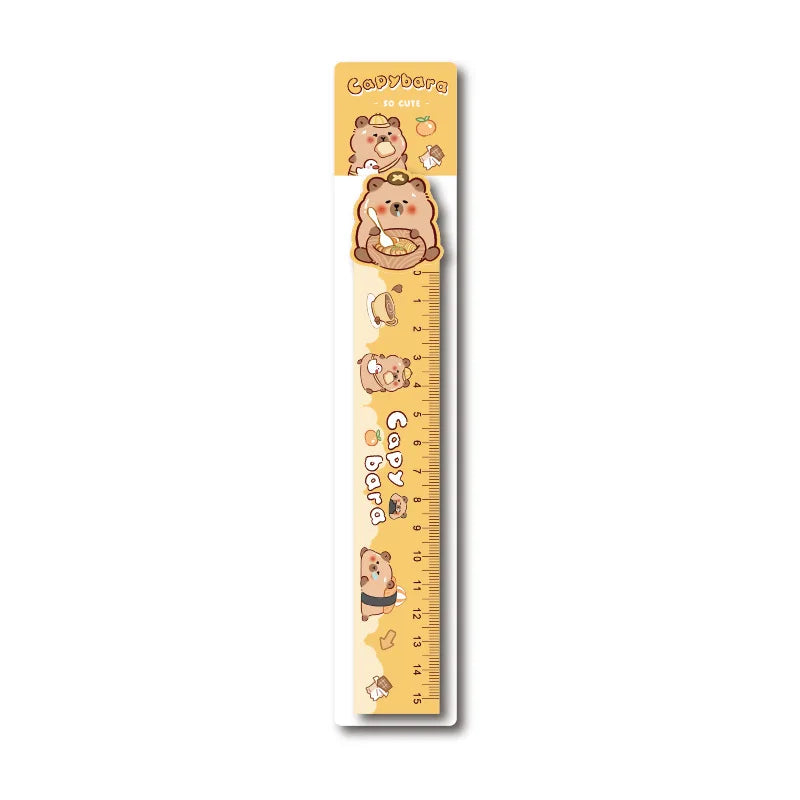 Cartoon Capybara Magnetic Bookmark Ruler Cute Irregular Drawing Ruler for Students Creative Kawaii Kids School Stationery