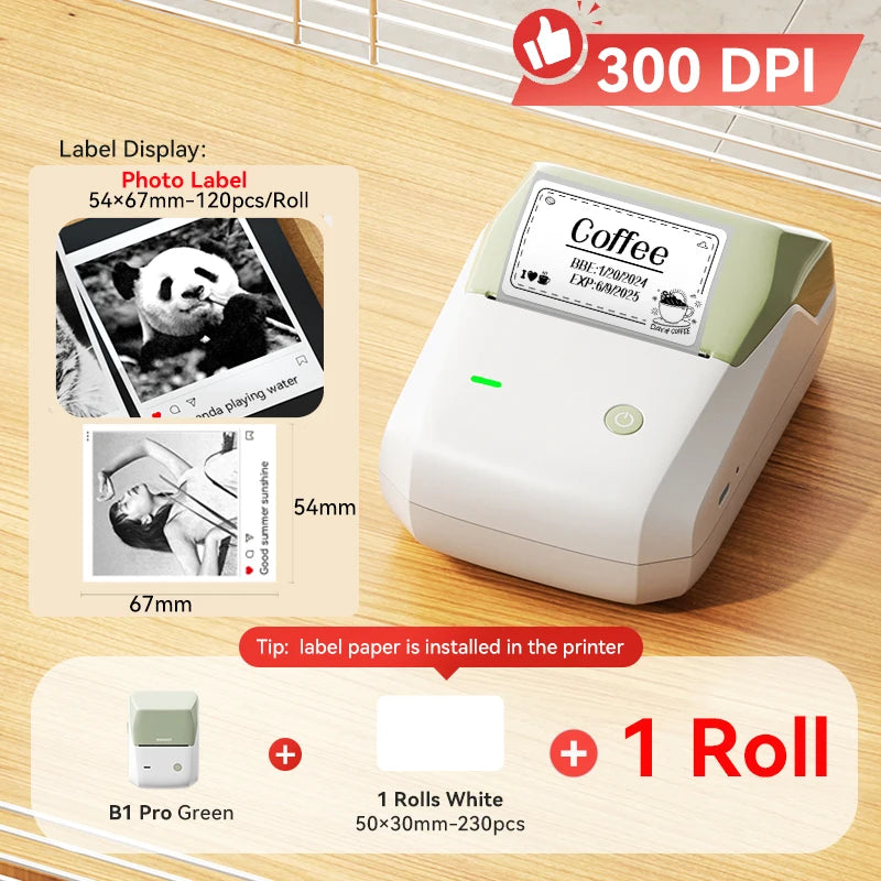 Niimbot B1 Pro Label Printer 300 DPI High-definition Red Black Color Printing Self-adhesive Photo Printing for Business Home