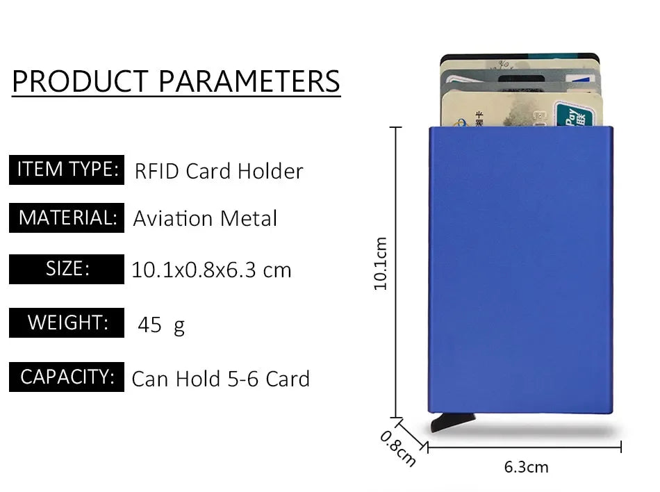 Rfid Metal Credit Card Holder Luxury Men Minimalist Wallet Cardholder Case Bag Business Supplies Card Storage Box Organizer Mini