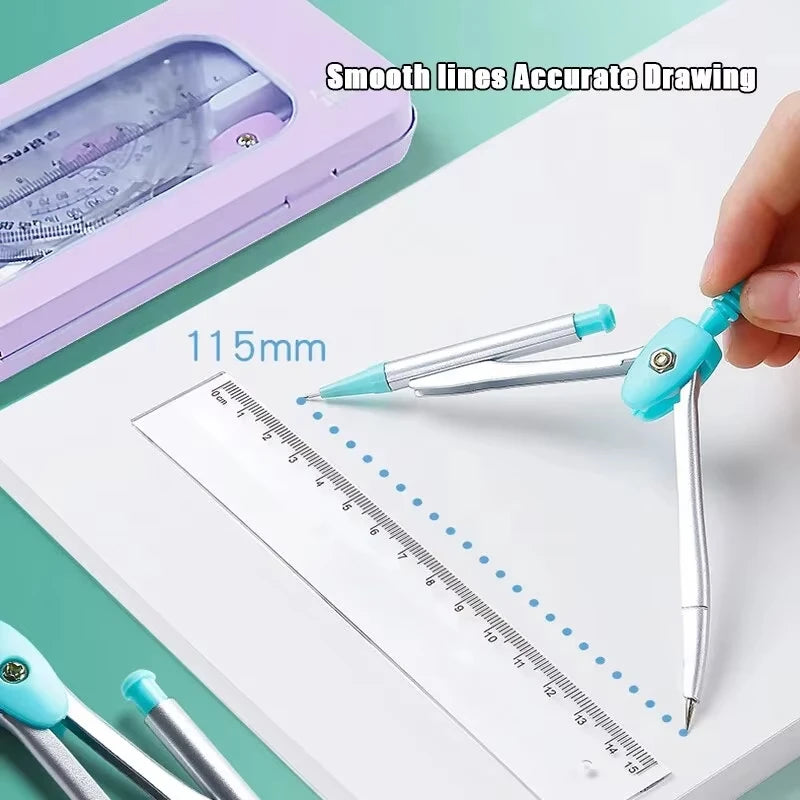 7 Pcs/set Mathematical Rulers Set Multi-function Professional Compass Ruler Drawing Tools School Supplies Students Stationery