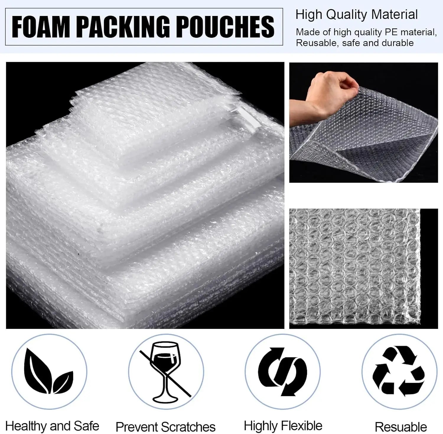 10-40PCS Transparent Double Sided Bubble Mailer Self Seal Gift Packaging Bag Self-adhesive Express Bubble Envelope Plastic Bags
