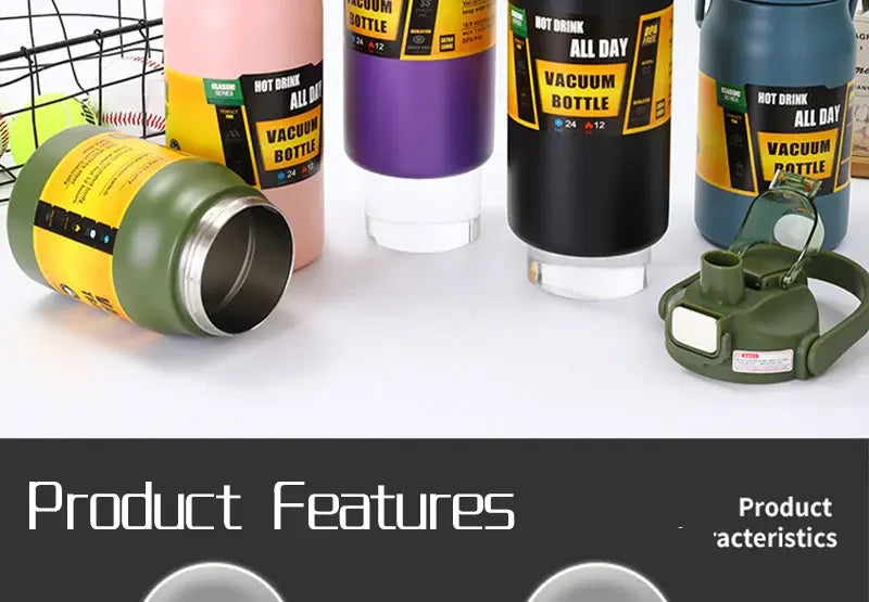 Stainless Steel Thermo Bottle 1.5L Large Capacity Thermo Water Portable 1500ml Vacuum Mug Thermos Insulated Cup 1L Tumbler
