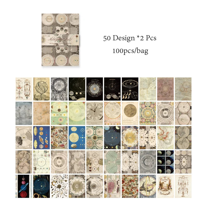 8 Style100Pcs/book Memo Material Paper Vintage Artistic Character Message Card Beautiful Flowers European Style DIY Hand Account
