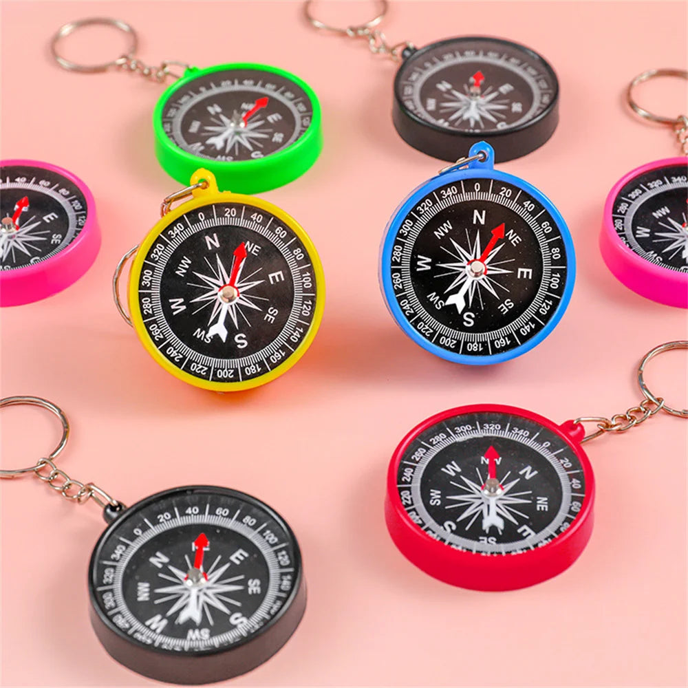 Mini Outdoor Compass Keychain Student Puzzle Learning Supplies Science Teaching Compass Key Chains Kids Gift Key Ring