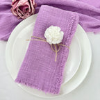 10Pcs 32x32cm Handmade Cloth Napkins with Fringe, Delicate Rustic Decorative Table Napkins for Wedding/Dinner/Party