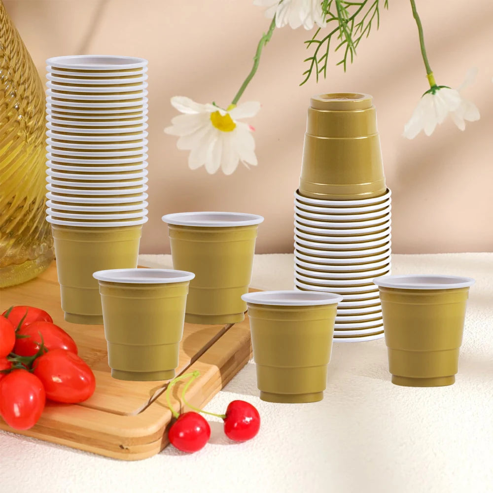 50pcs Mini Plastic Disposable Cups Drinking Cups Wine Cup for Celebration Bachelorette Party Events Wedding Birthday Supplies