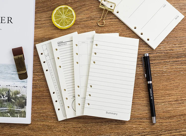 A6 40Sheets Loose Leaf Notebook Refill Spiral Binder Inner Page Grid Blank Line Diary Agenda PlannerSchool Stationery