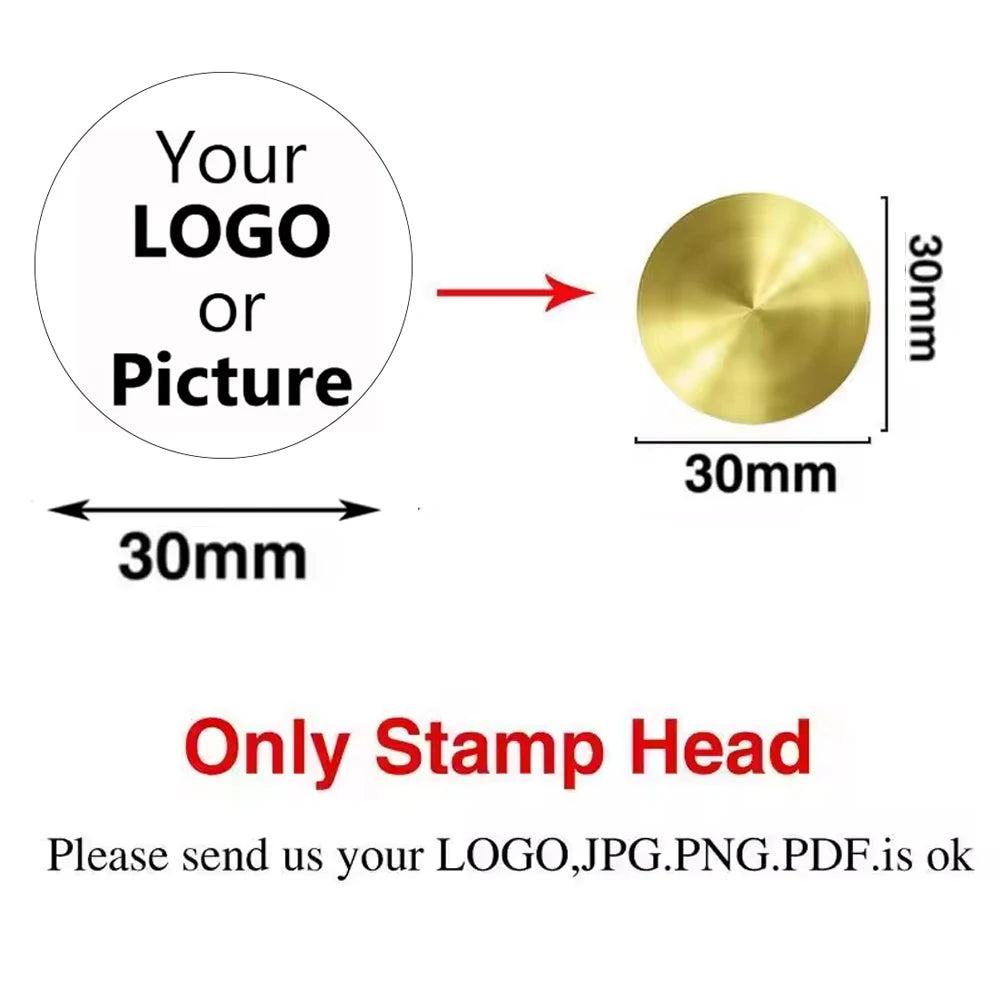Custom Brass Wax Seal Stamp Personalized LOGO 25/30/40/50mm Round/Square Wax Sealing Head For Wedding Invitation Card Decor Seal