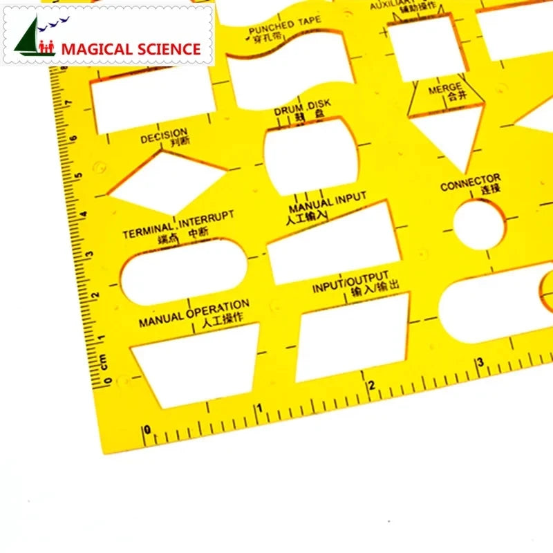 Flowchart Drawing Template K plastic Flexible Professional network flow chart symbols ruler for students JSH4351