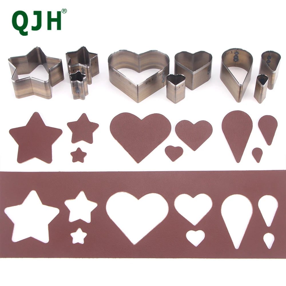 3pc DIY Cutting Punch Die Mold, Love/Star/Water Drop Handmade Leather Puncher, Making Creative Leather Craftwork Stencil Mould