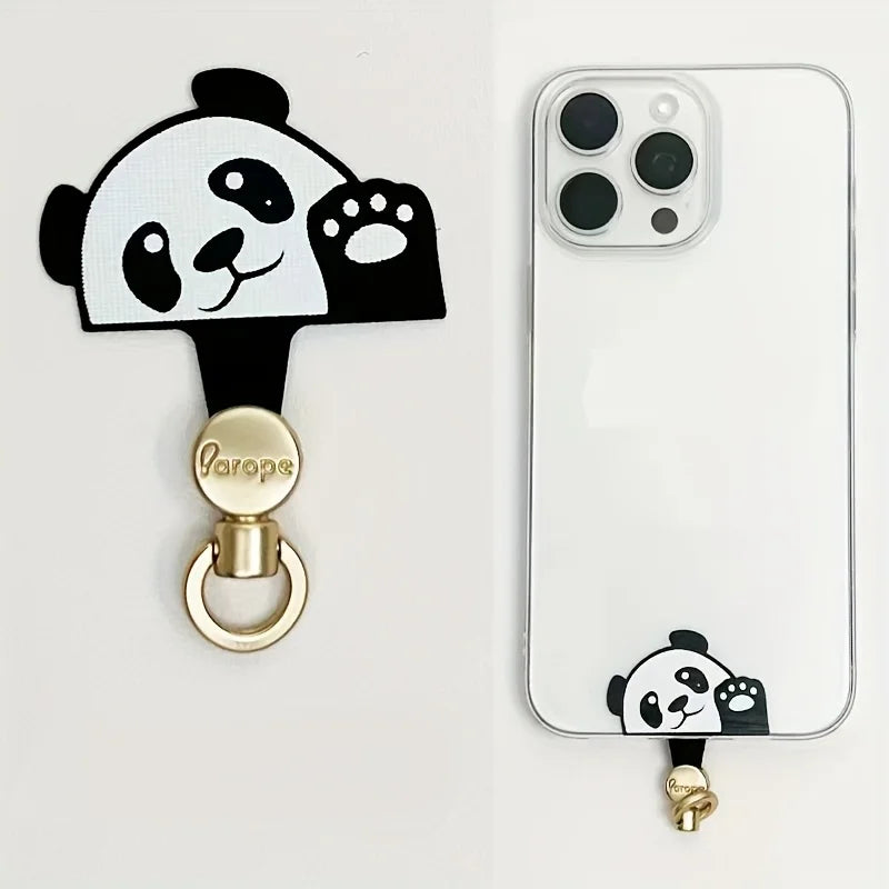 Cartoon Panda Cat Dog 360 Rotatable Metal Phone Tether Tab Patch Gasket Cellphone Lanyard Hanging Rope Safety Connecter Piece