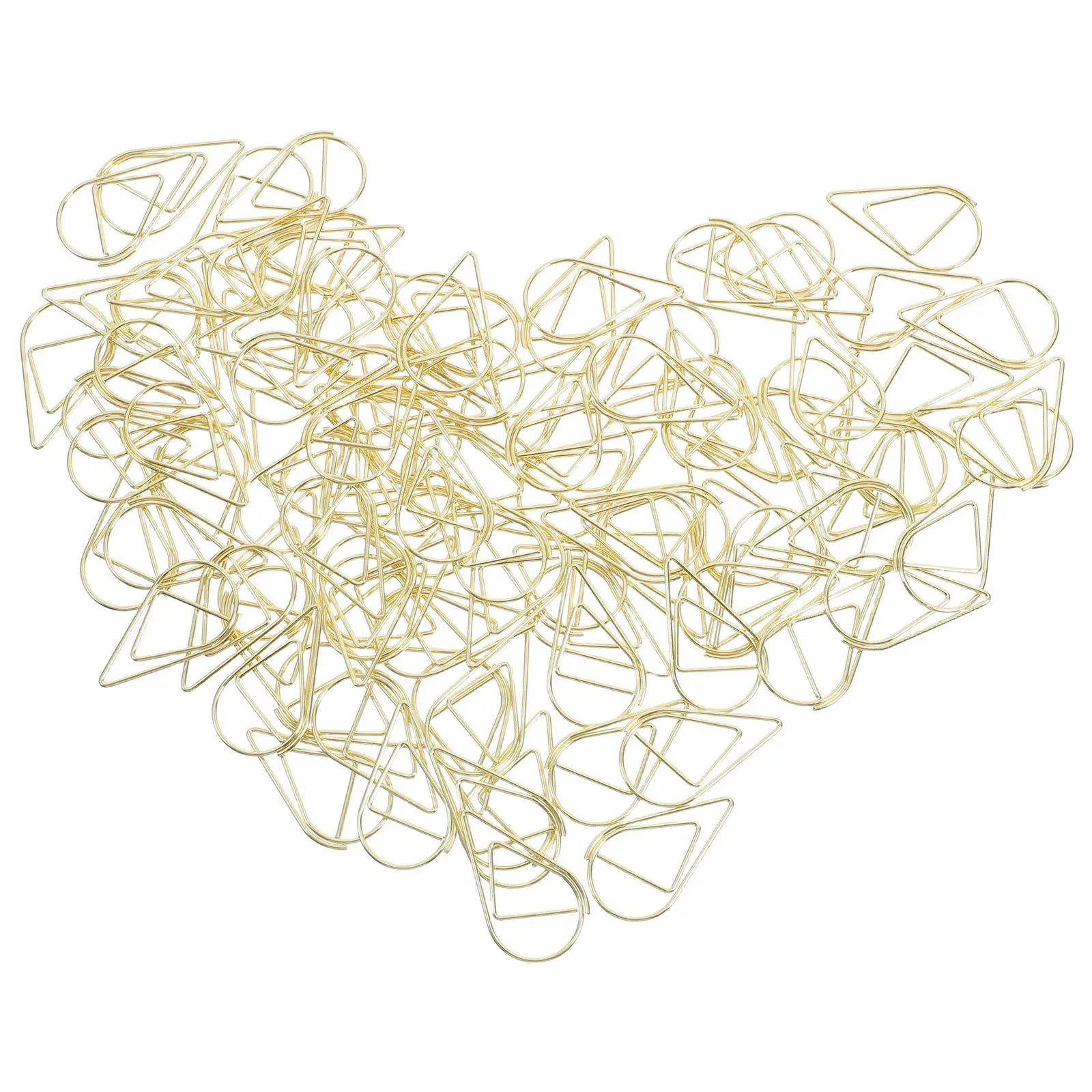 100pcs Waterdrop Paperclips Gold Metal Office Supplies Document File ganizer Teardrop Clips Paper Clamps For Files Binding