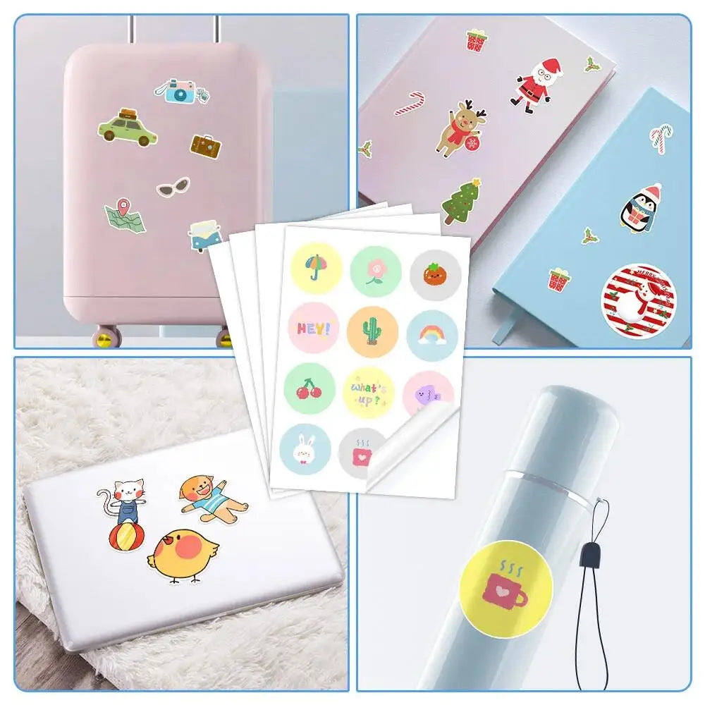 30Sheets/50Sheets Printable Vinyl Sticker Paper Self-adhesive A4 Glossy White Half Transparent Copy Paper for All Inkjet Printer