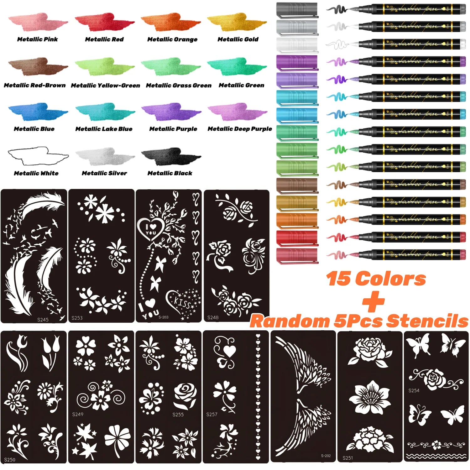 Temporary Tattoo Markers for Skin,10 Colors Tattoo Pens,Brush Tip,Bright colors,Face Paint Kit Cosmetic Quality,Halloween makeup