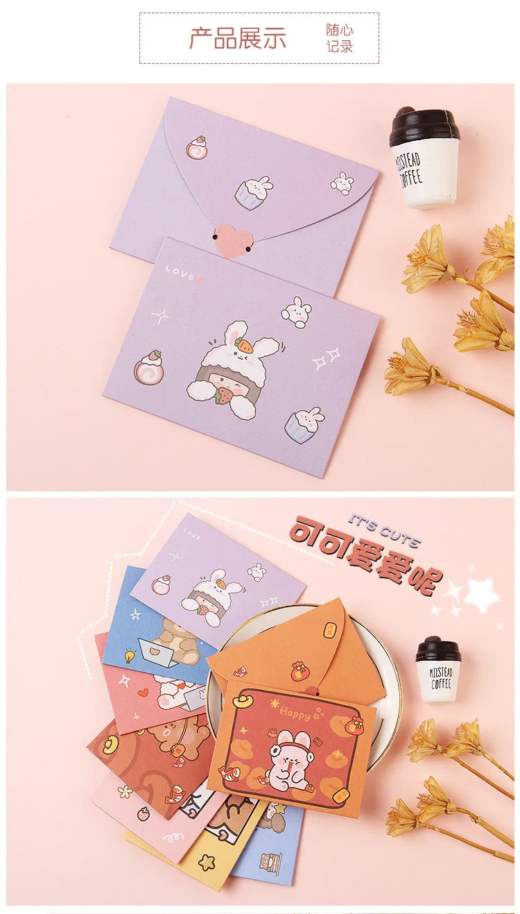 Bear Rabbit Blessing Thank Envelope Ins Cartoon Decoration Letter Paper 9 Styles Beautiful Cartoon Greeting Card New Year Gift