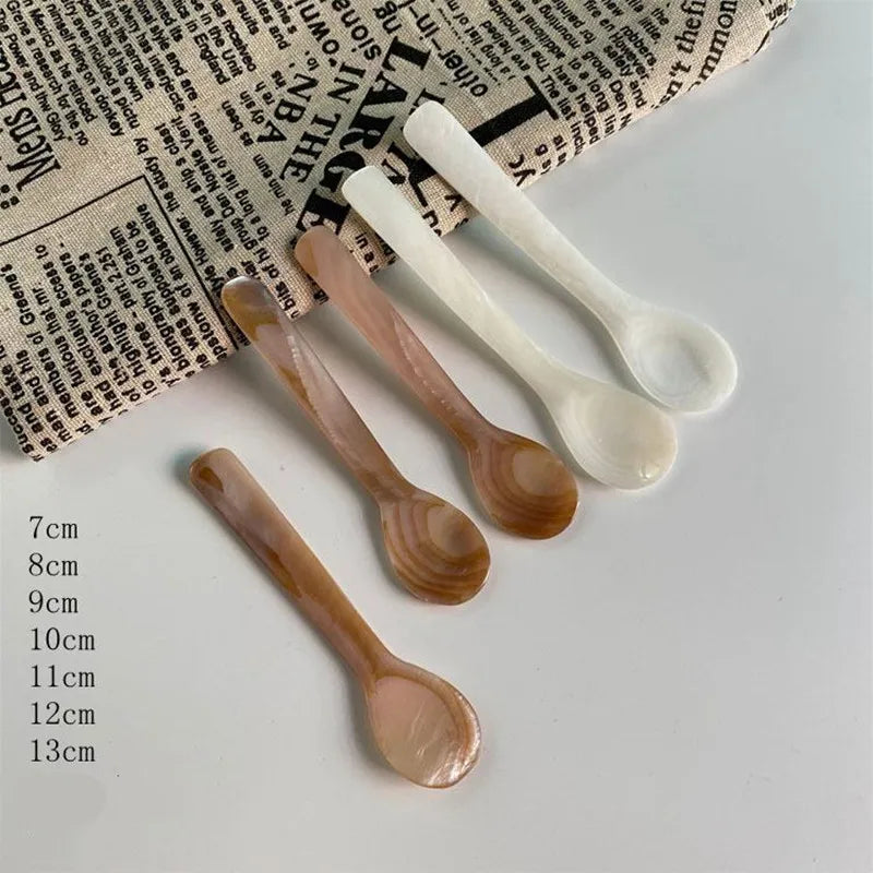 Kitchen Tools 9-13CM Natural Shell Ice Spoon Cream Coffee Caviar Spoon Mother of Pearl Seashells Stirring Spoons Teaspoon Crafts