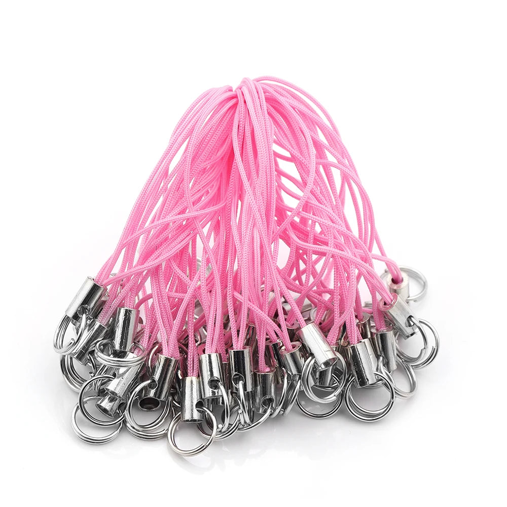 50pcs/lot Hand Wrist Lanyard String Short Grip Lanyard Mobile Phone Strap for USB Flash Drive Keychain ID Badge Holder DIY