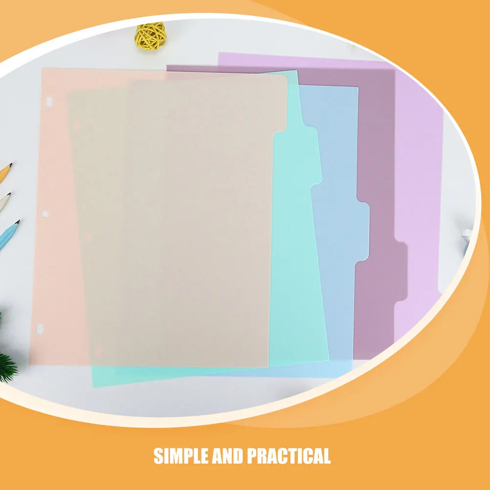 1 Set A4 Binder Dividers PP Frosted Multi-Section Index Tabs for School Office Document Organizer Journal Inserts