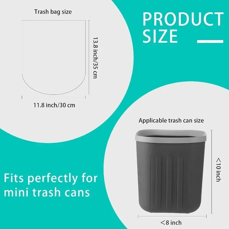 Mini Strong Trash Bags, Small Garbage Bags for Desktop Mini Trash Can, 60 Counts, Black, White