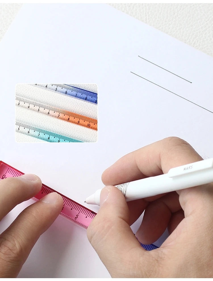 1pcs Colorful Clear Straight Ruler 15cm Four Edges Acrylic Transparent Gradient Lightweight Measuring Tools for Students A7795