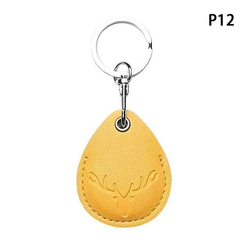 Access Card Case Leather Card Holder Keychain Key Ring Door Lock Access Tags ID Card Case Keychain Access Card Bag