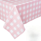 Retro Pink Gingham Tablecloth 54"x108"| Heavy-Duty Waterproof Plastic for Picnics&Coffee Shop Decor |  Party Backdrop