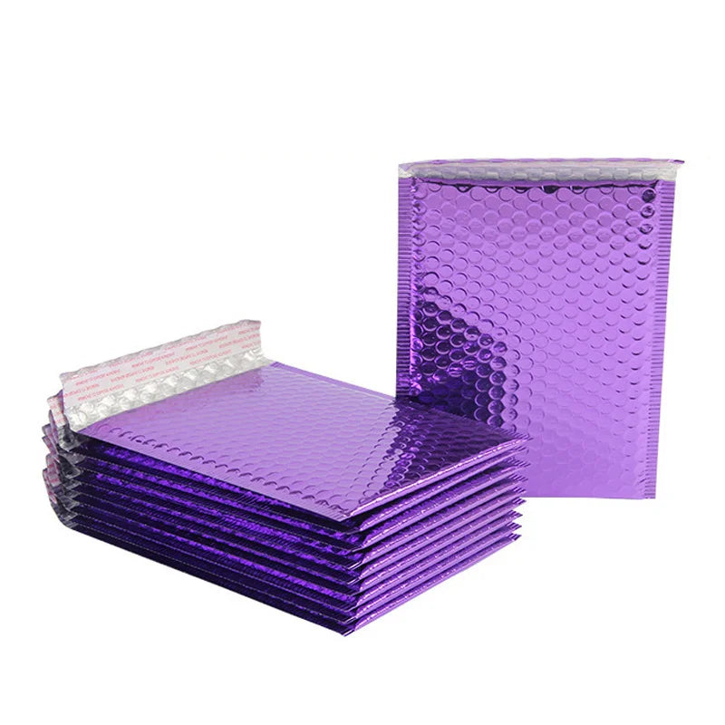 30pcs/lot Rose Gold/Silver/Purple/Blue Packaging Shipping Bubble Mailer Plastic Padded Envelopes Gift Bag Mailing Envelope Bag